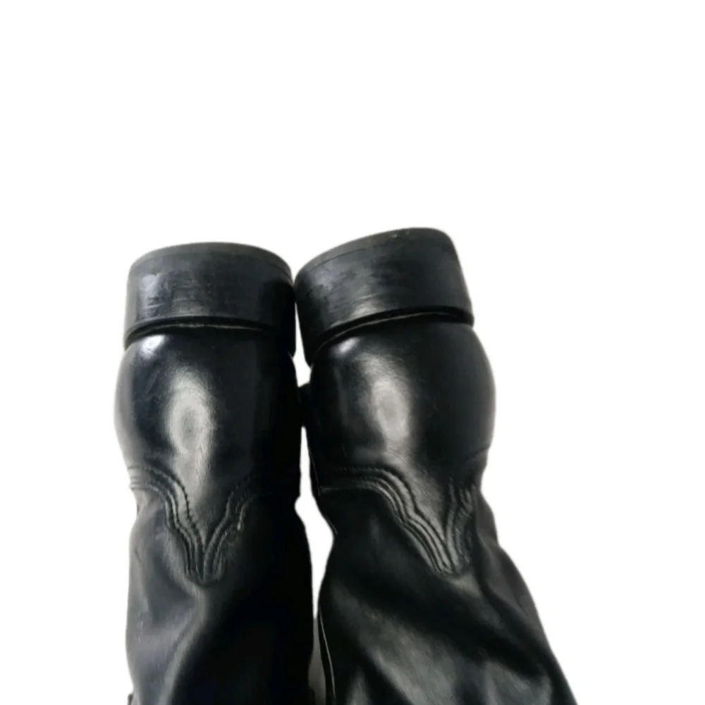 RUJO Black Leather Roper Boots Men's Size 9.5 D Cowboy Western Boots